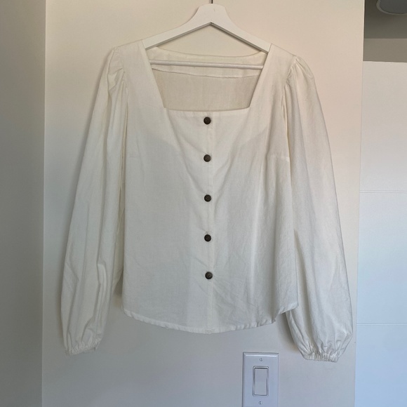 Abel Wear Megan Blouse - White Puff Sleeve - Picture 6 of 6